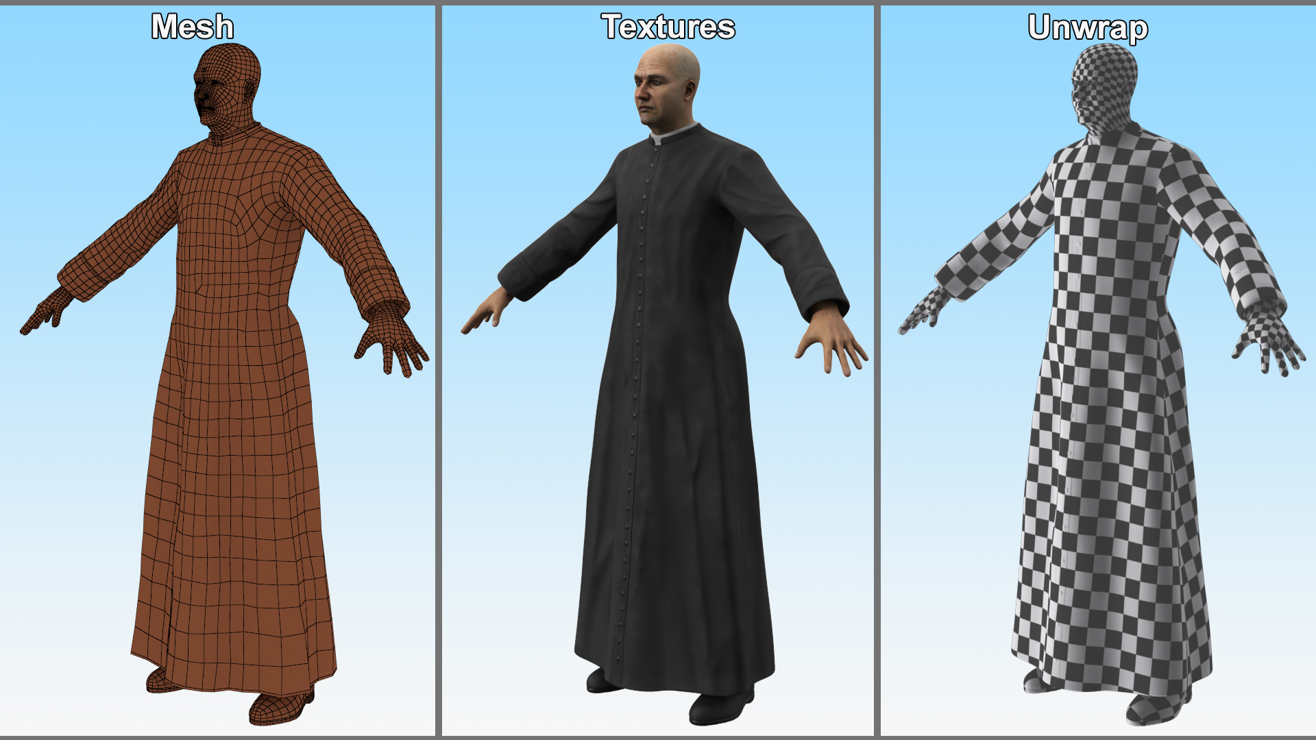 Catholic Priest A-Pose 3D