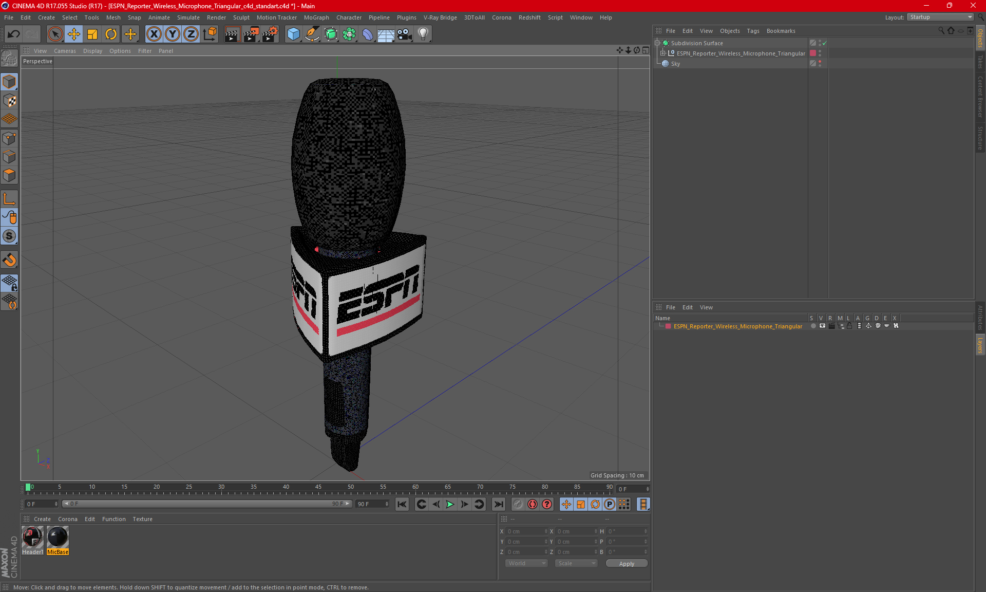 ESPN Reporter Wireless Microphone Triangular 3D model