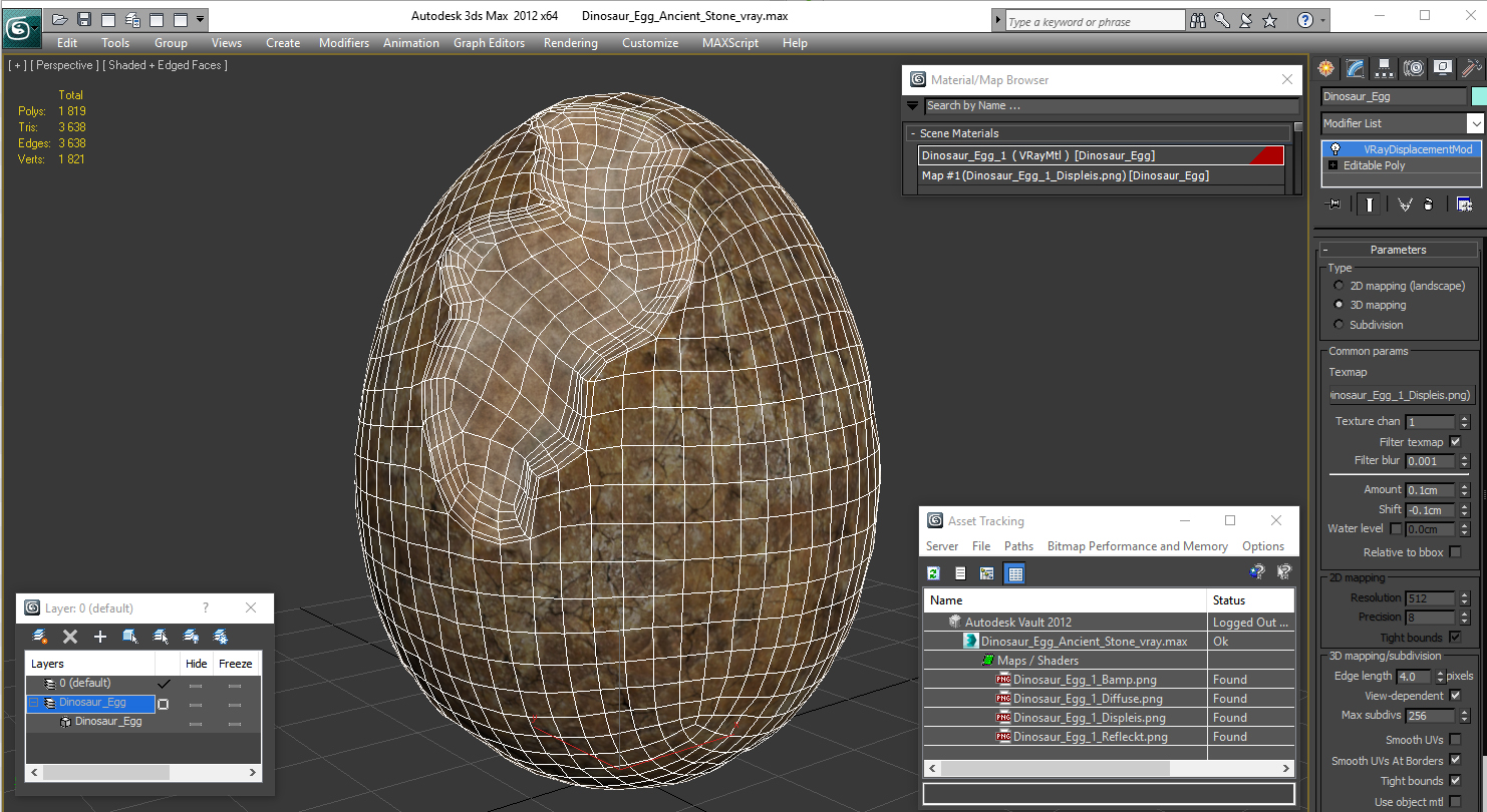 3D Dinosaur Egg Ancient Stone