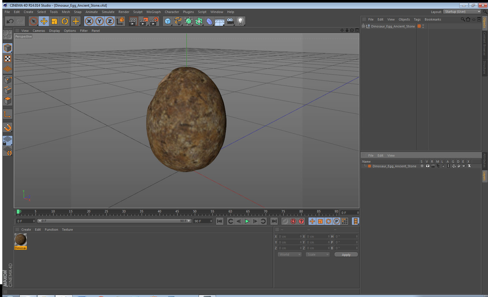 3D Dinosaur Egg Ancient Stone