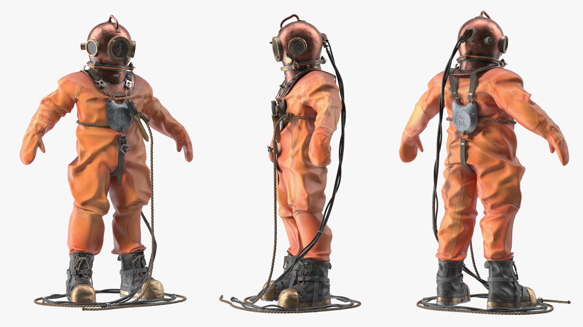 3D Old Rusty Diving Suit