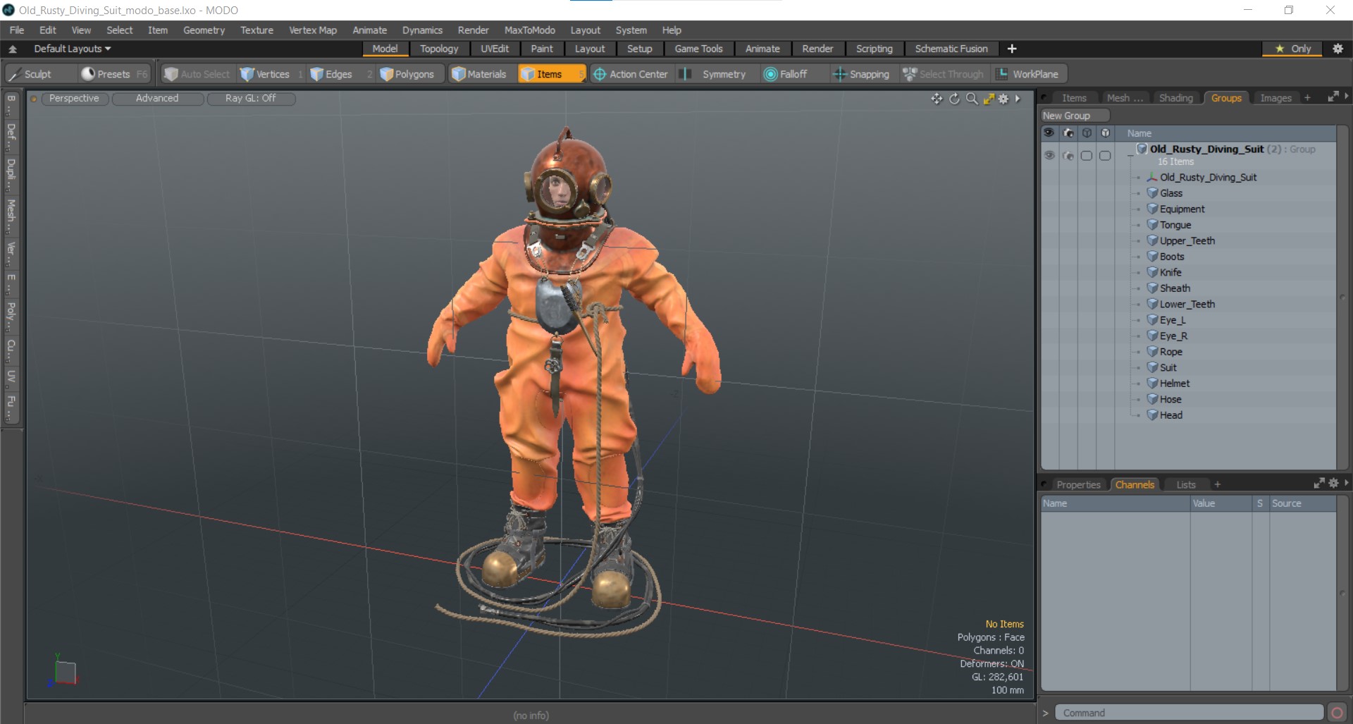 3D Old Rusty Diving Suit