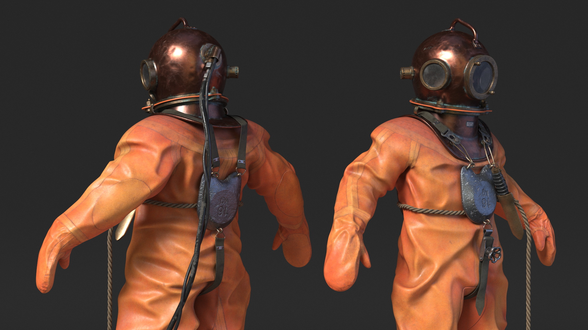 3D Old Rusty Diving Suit