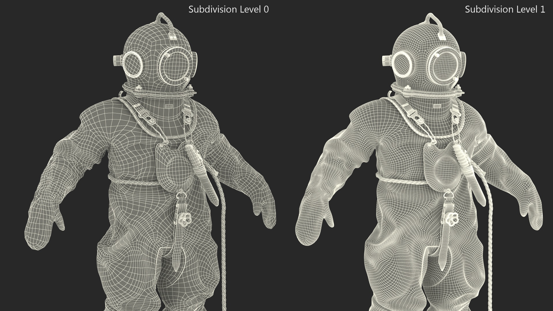 3D Old Rusty Diving Suit