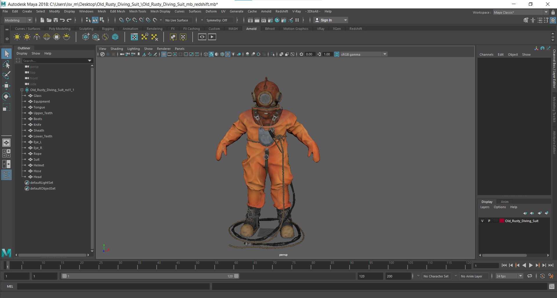 3D Old Rusty Diving Suit