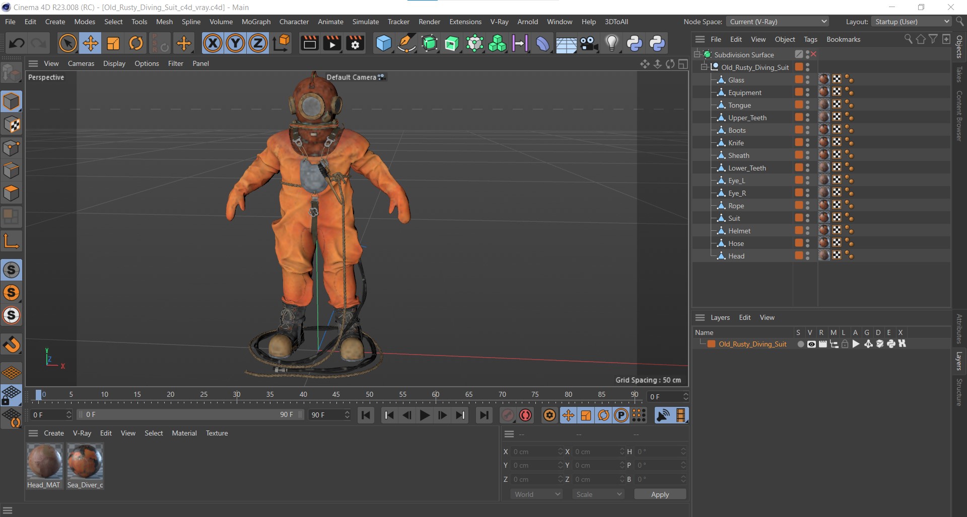 3D Old Rusty Diving Suit