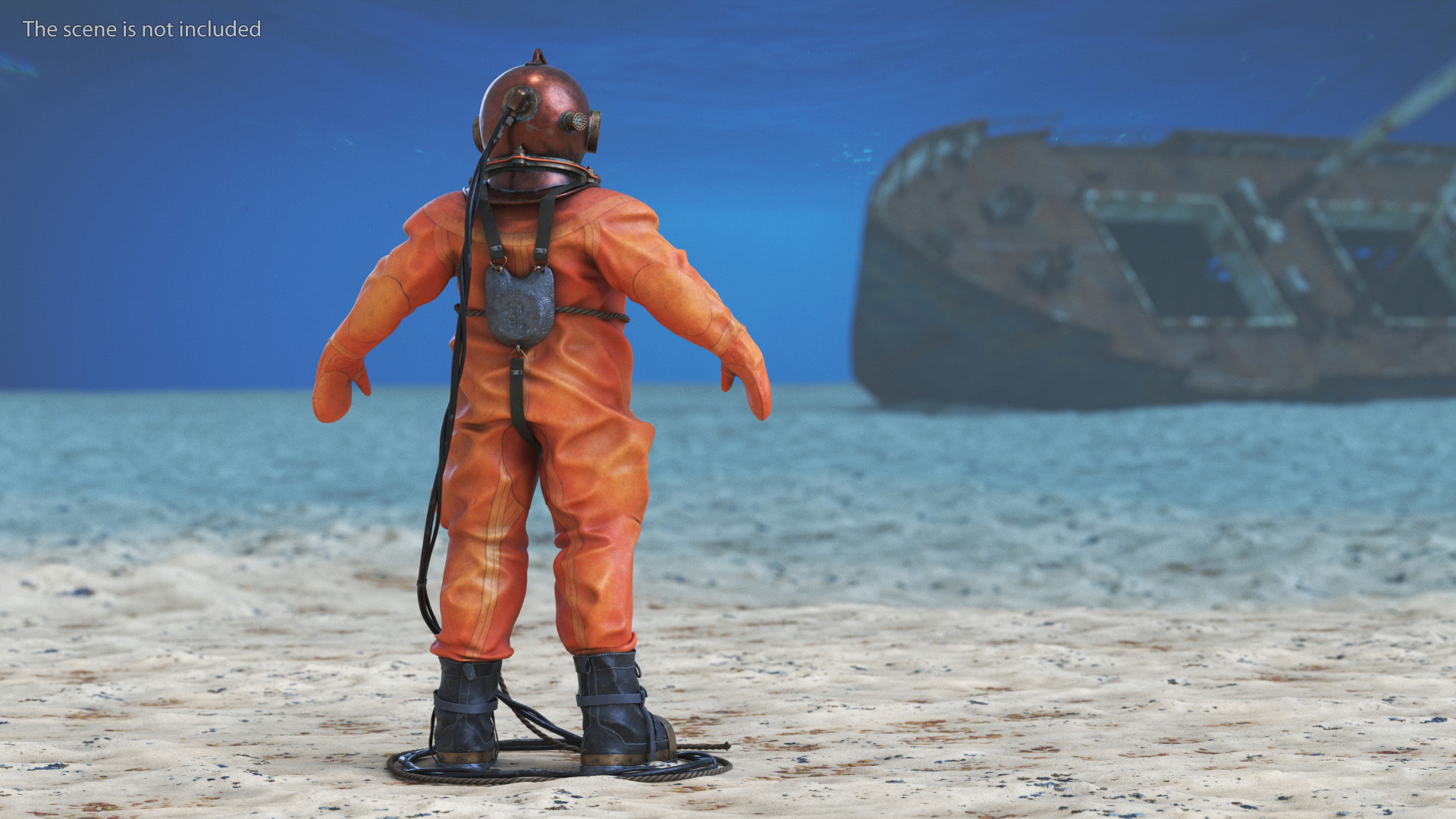 3D Old Rusty Diving Suit