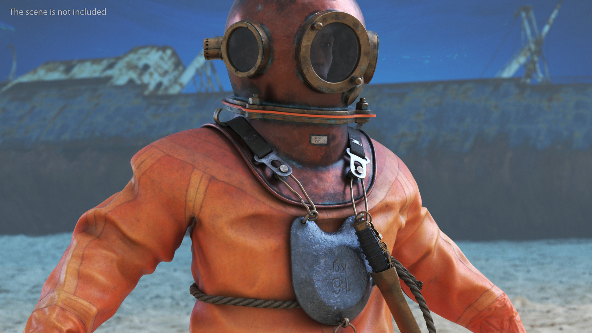 3D Old Rusty Diving Suit