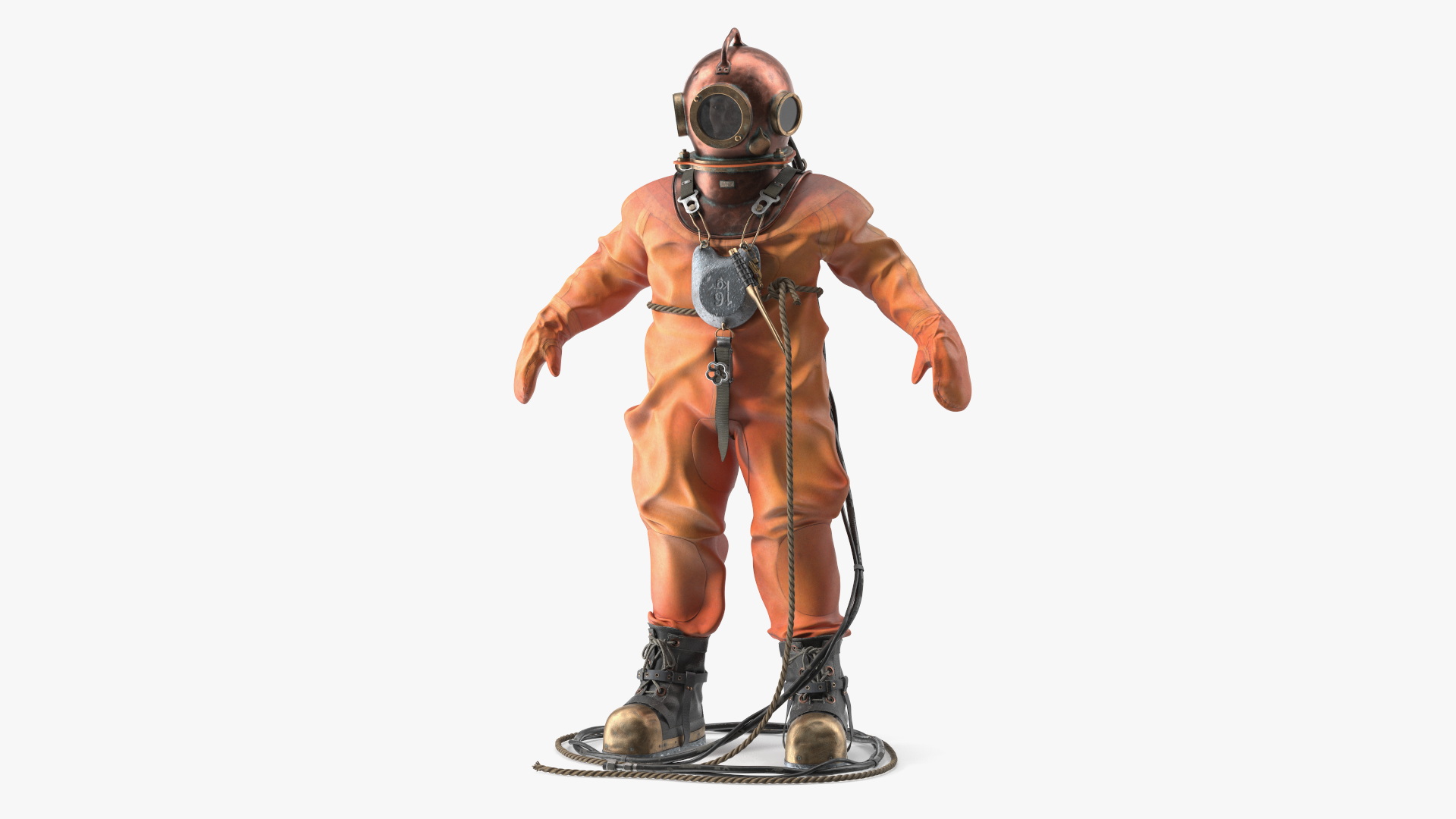 3D Old Rusty Diving Suit