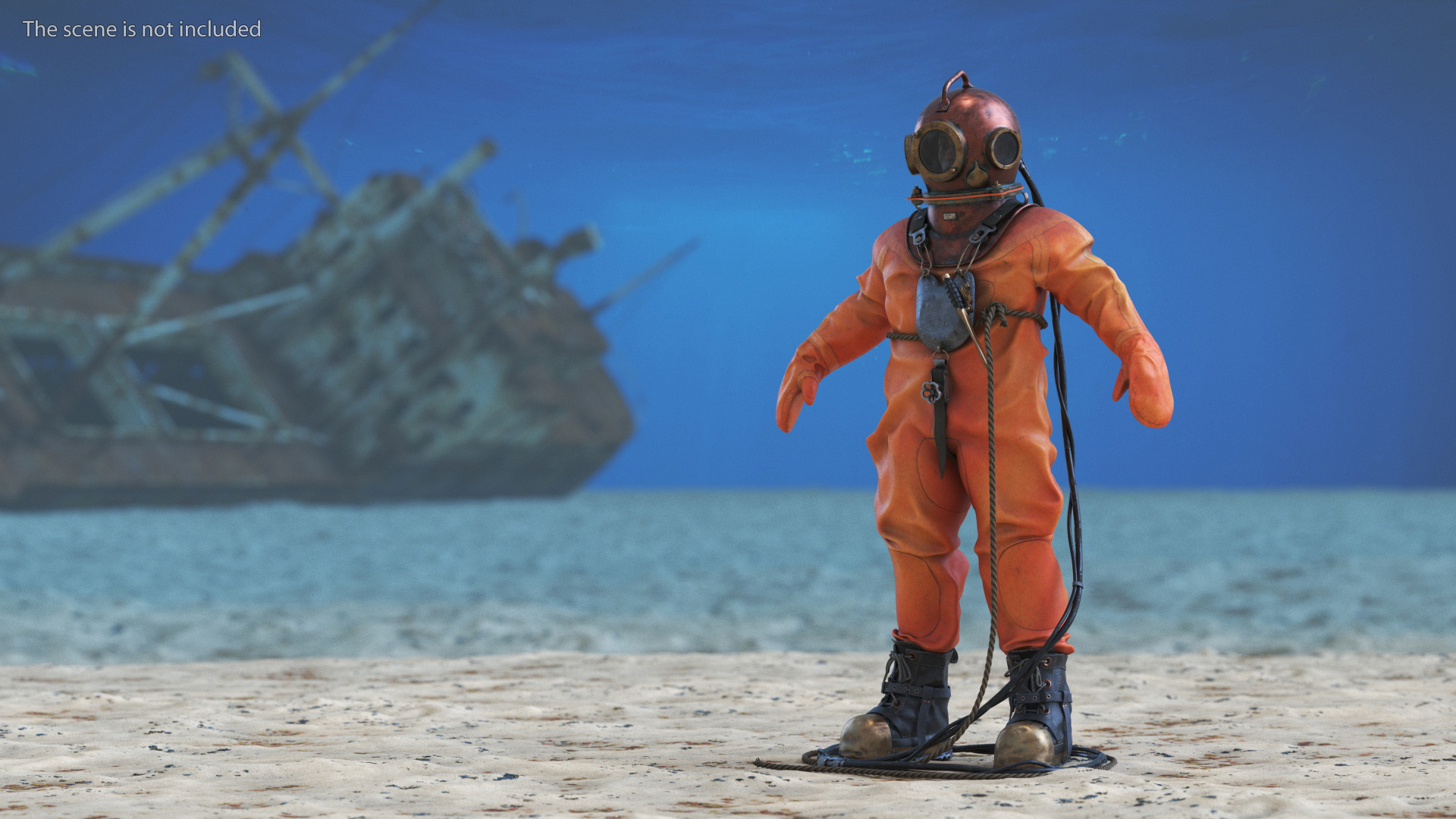 3D Old Rusty Diving Suit