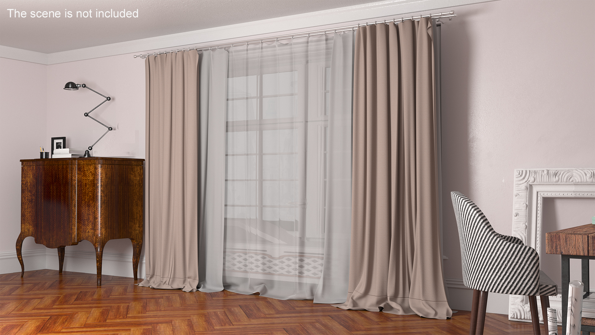 Window Curtain Set Cappuccino 3D model