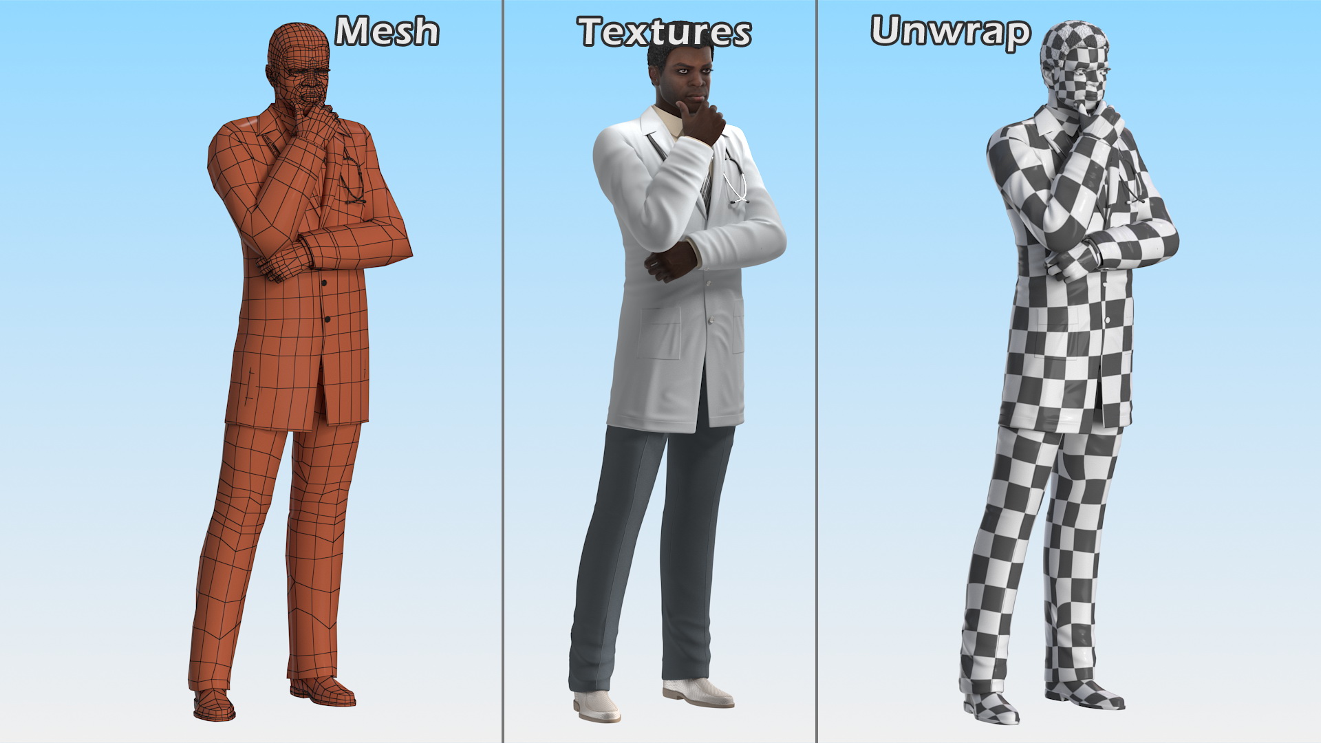 3D African American Male Doctor model