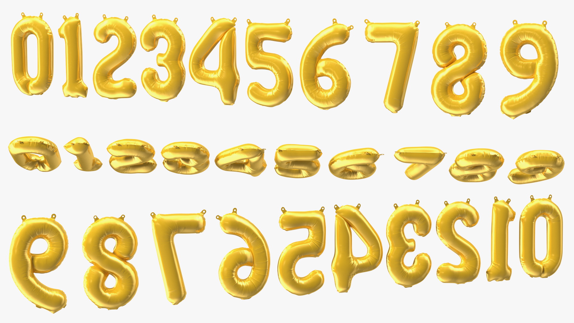 Balloon Numbers Set Gold 3D model