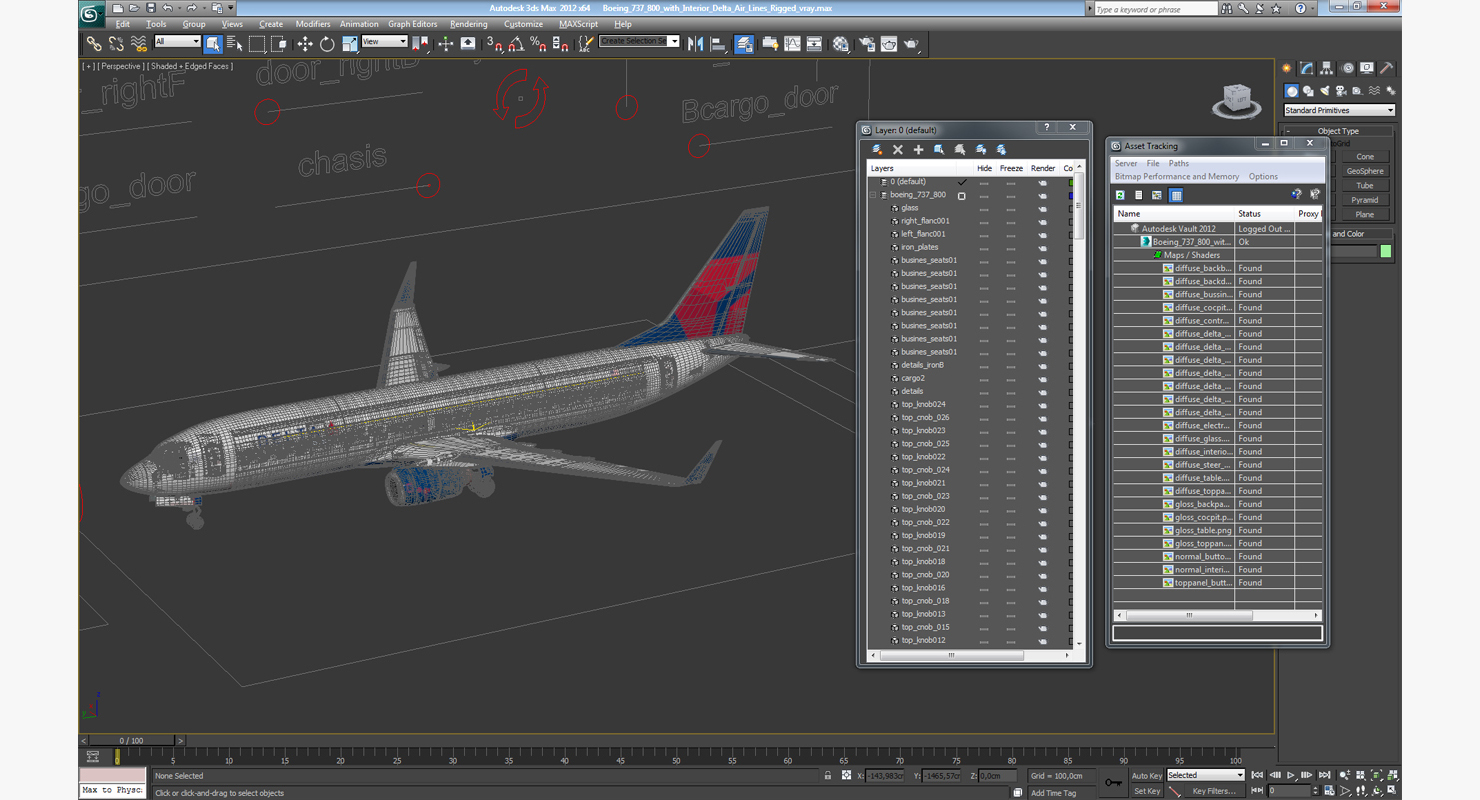 3D Boeing 737 800 with Interior Delta Air Lines Rigged