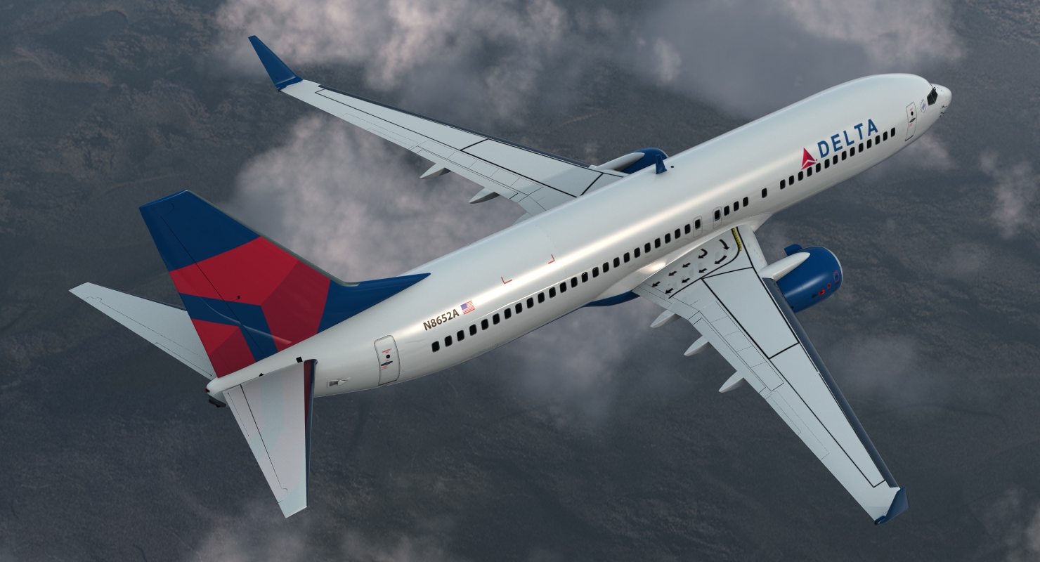 3D Boeing 737 800 with Interior Delta Air Lines Rigged