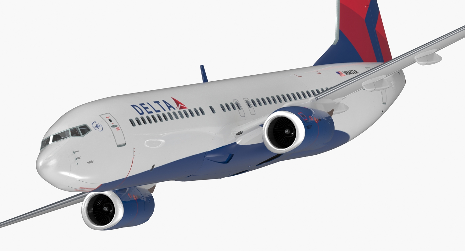 3D Boeing 737 800 with Interior Delta Air Lines Rigged