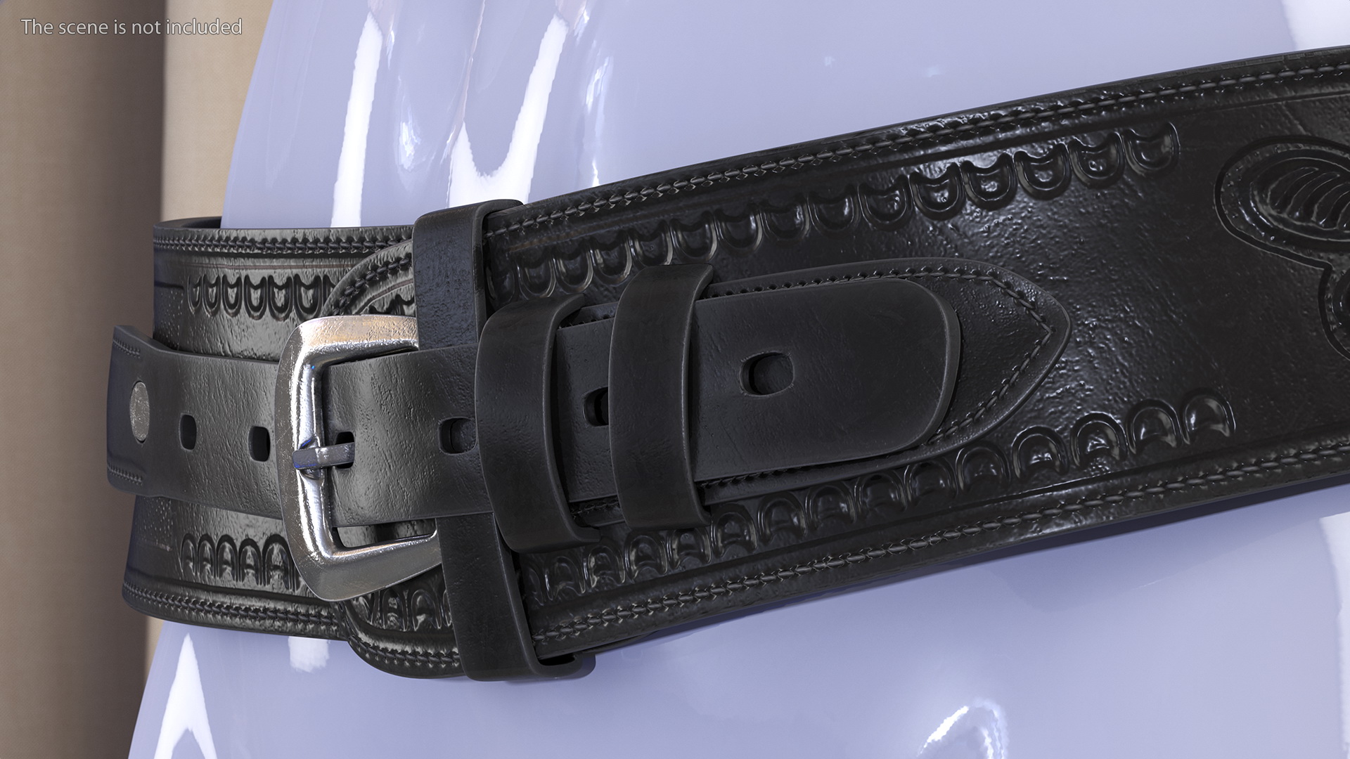 3D Western Gun Belt with Holster Leather Black model