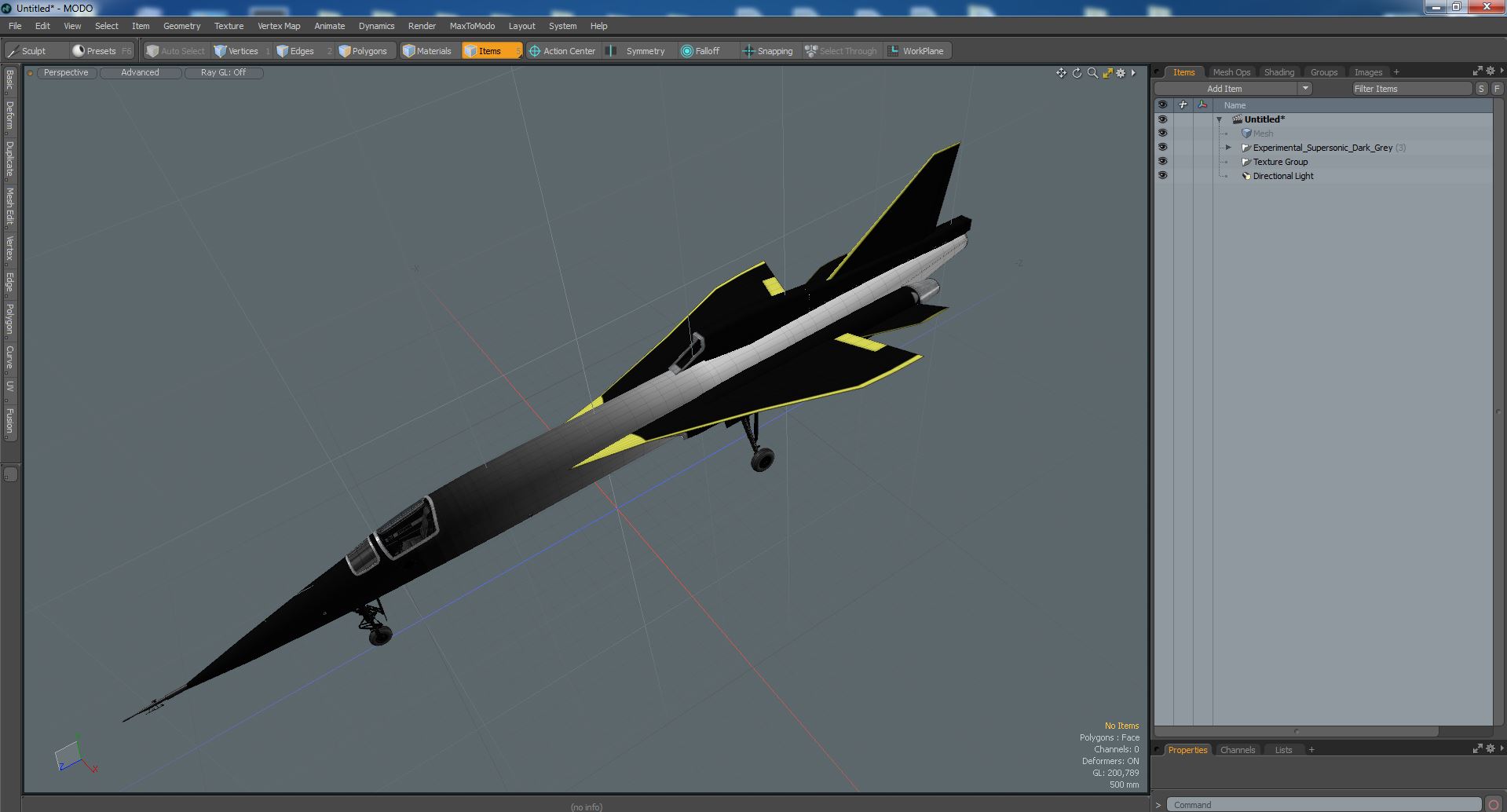 3D Experimental Supersonic Dark Grey model