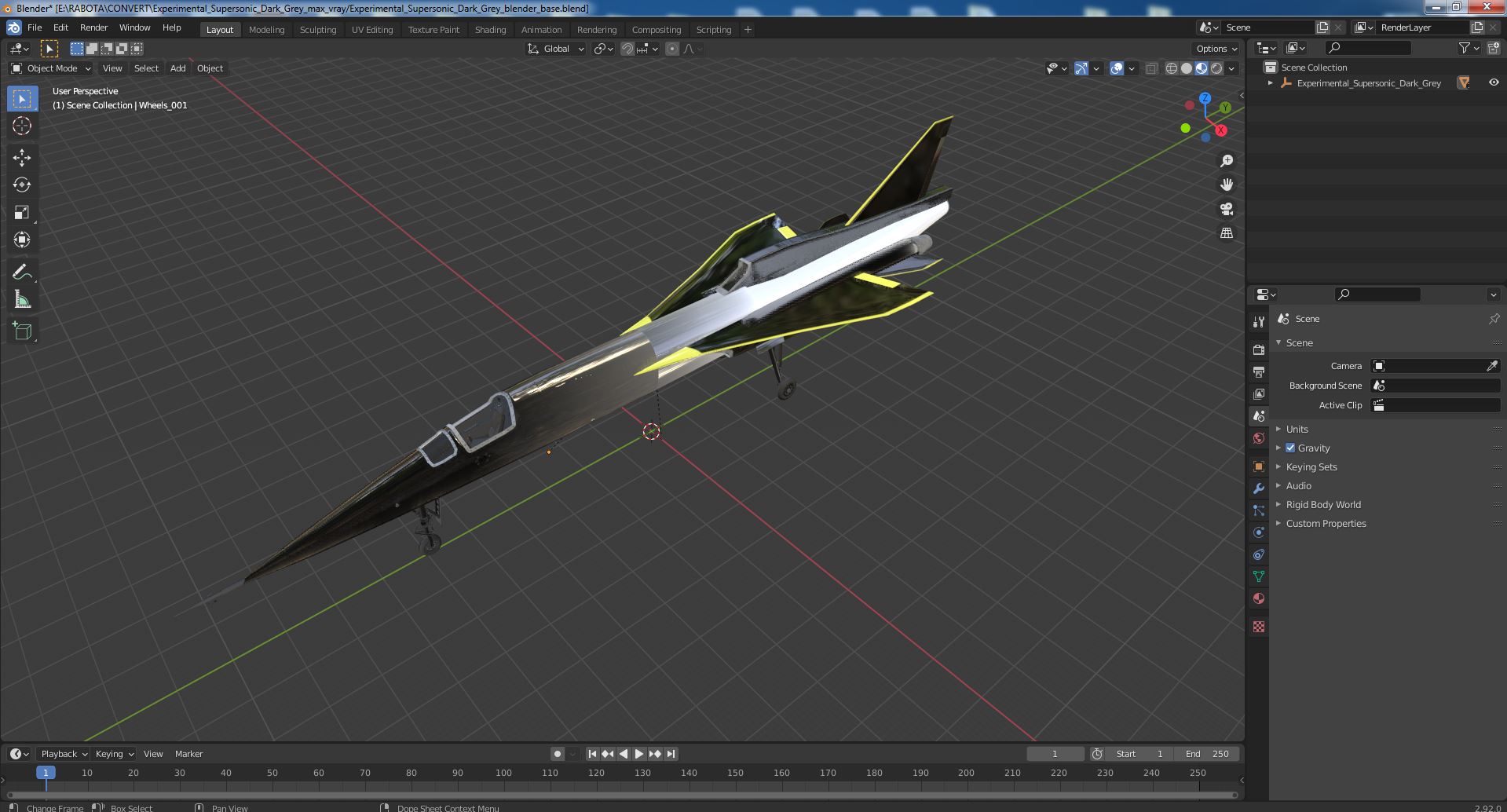 3D Experimental Supersonic Dark Grey model