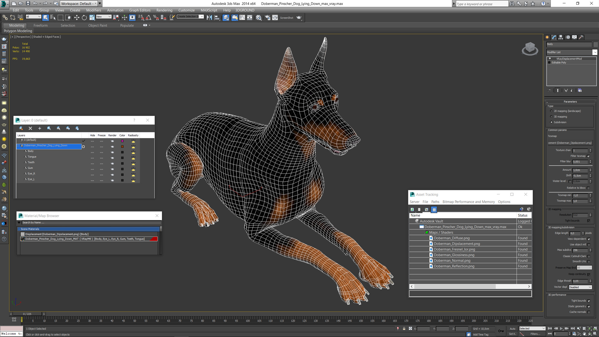 Doberman Pinscher Dog Lying Down 3D