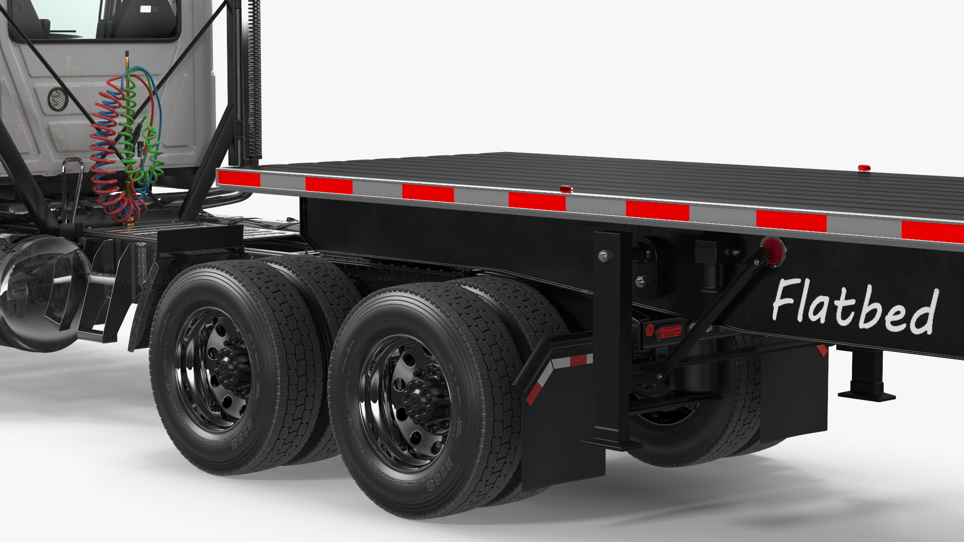 3D Commercial Truck and Flatbed Trailer