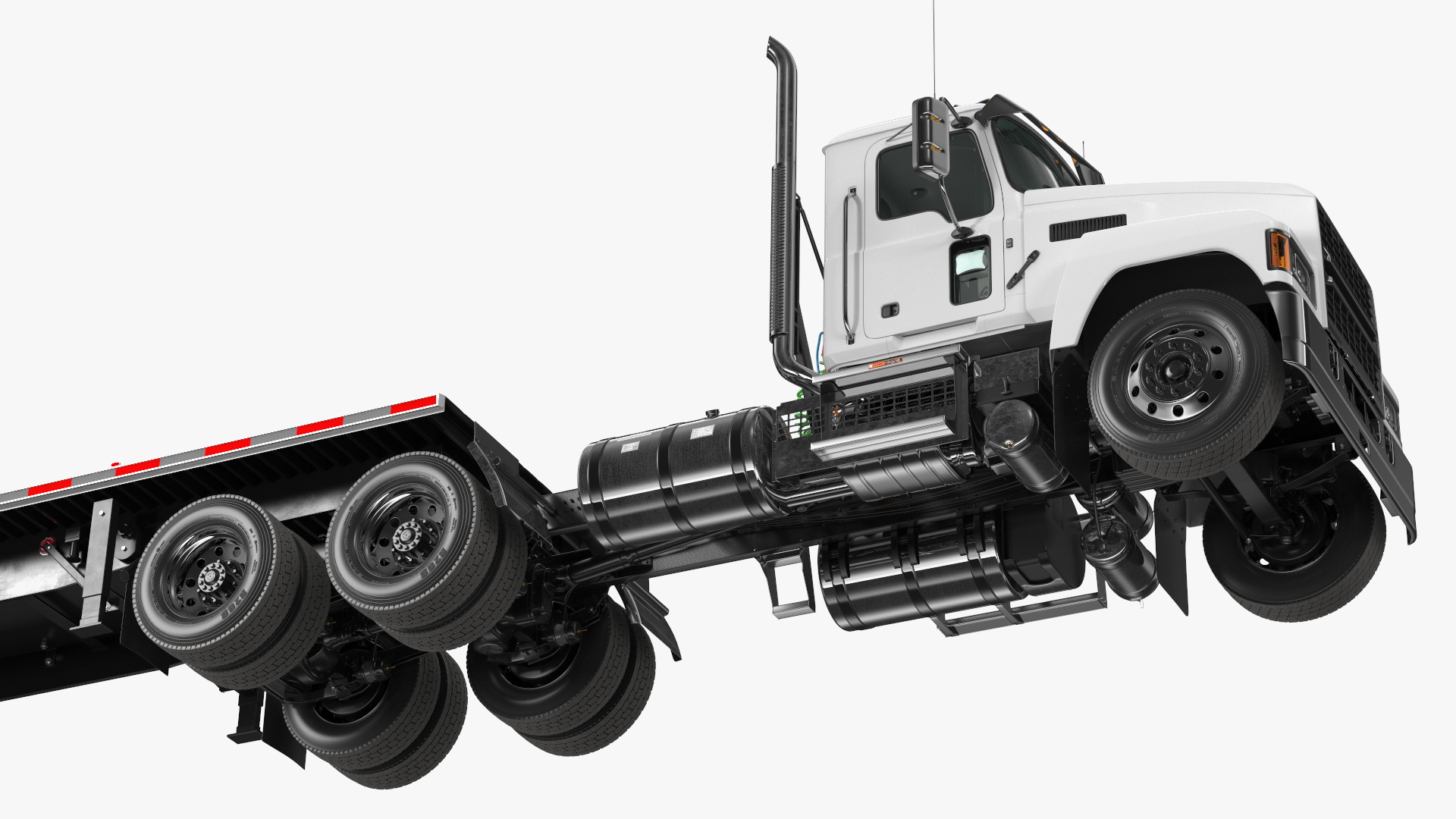 3D Commercial Truck and Flatbed Trailer