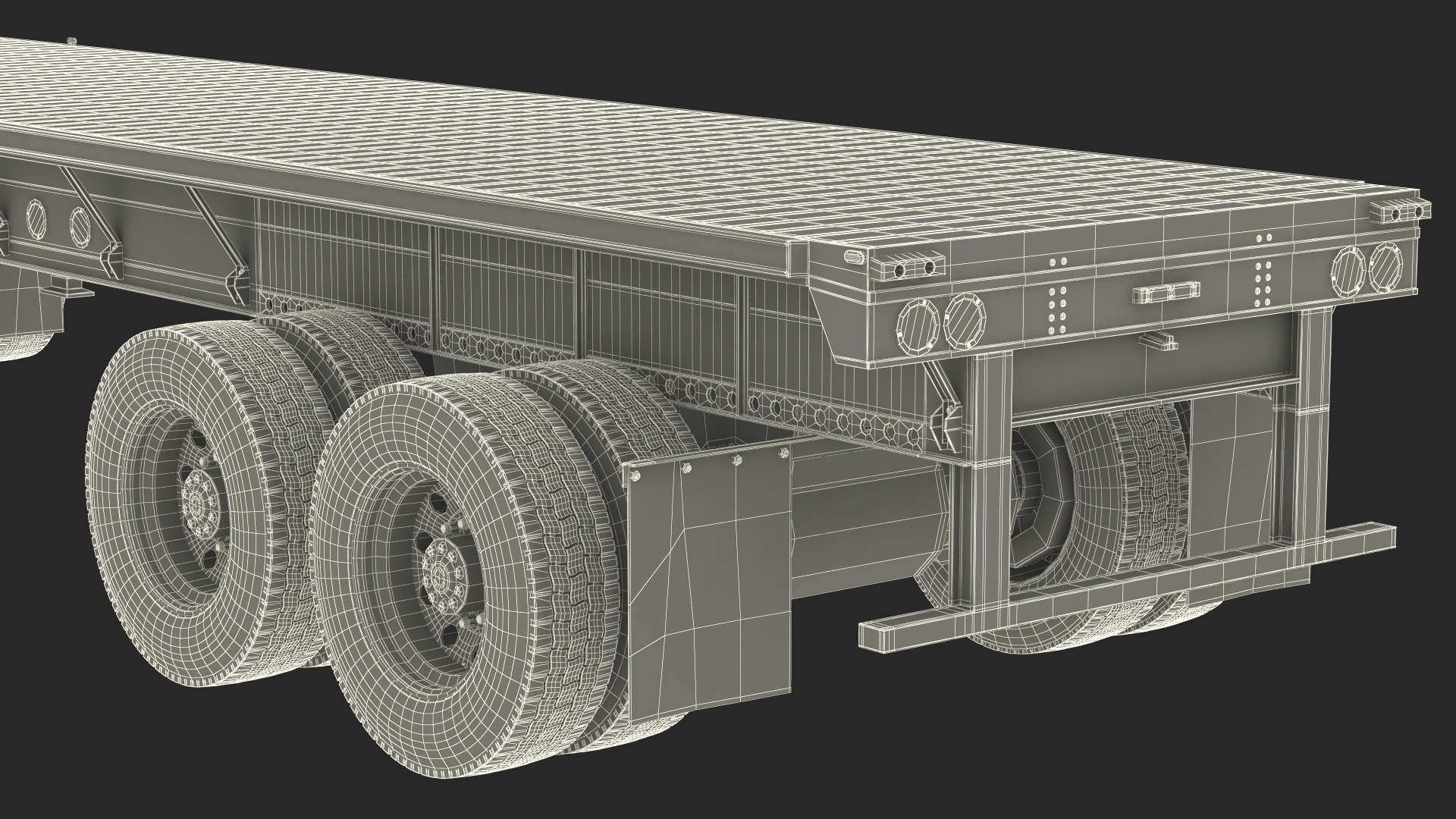 3D Commercial Truck and Flatbed Trailer