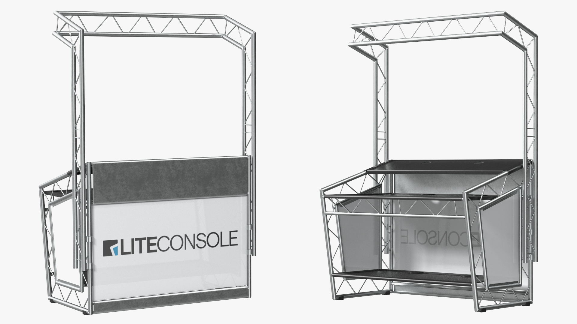 3D Lite Console Silver Mobile DJ Stand Booth Desk