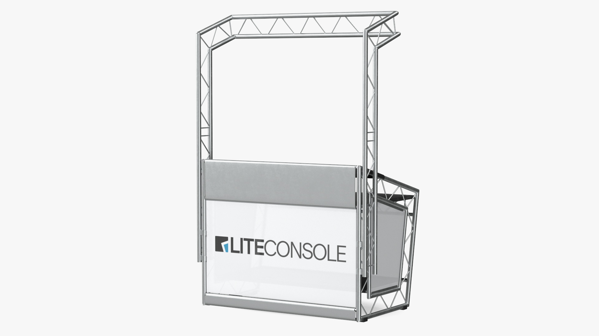 3D Lite Console Silver Mobile DJ Stand Booth Desk