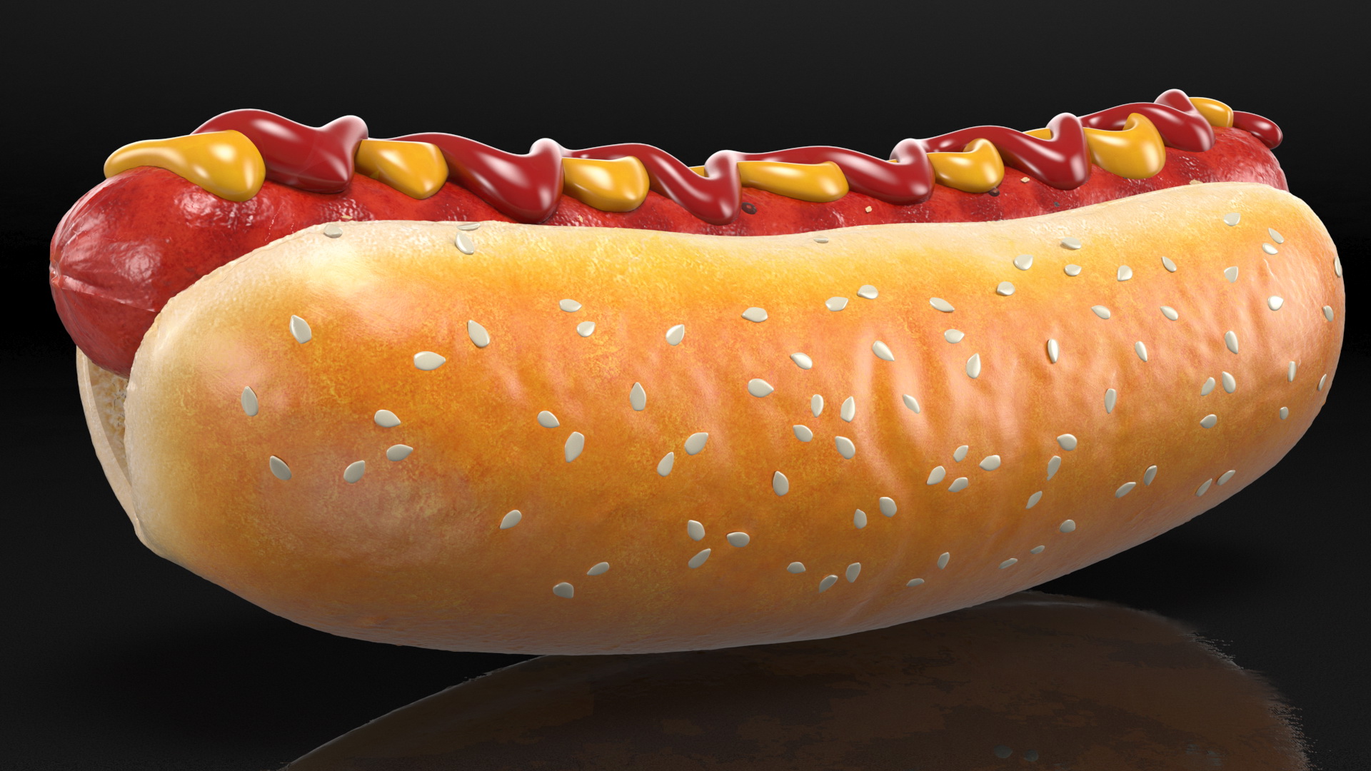 3D model Hot Dog with Ketchup Mustard Zigzag