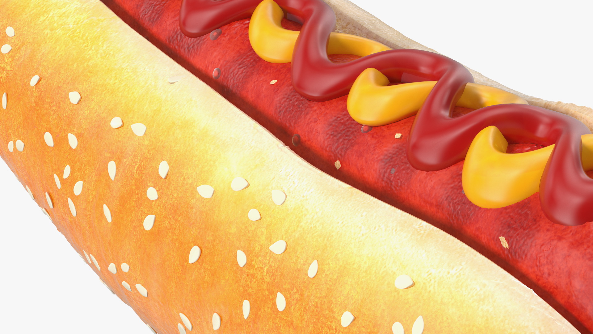 3D model Hot Dog with Ketchup Mustard Zigzag