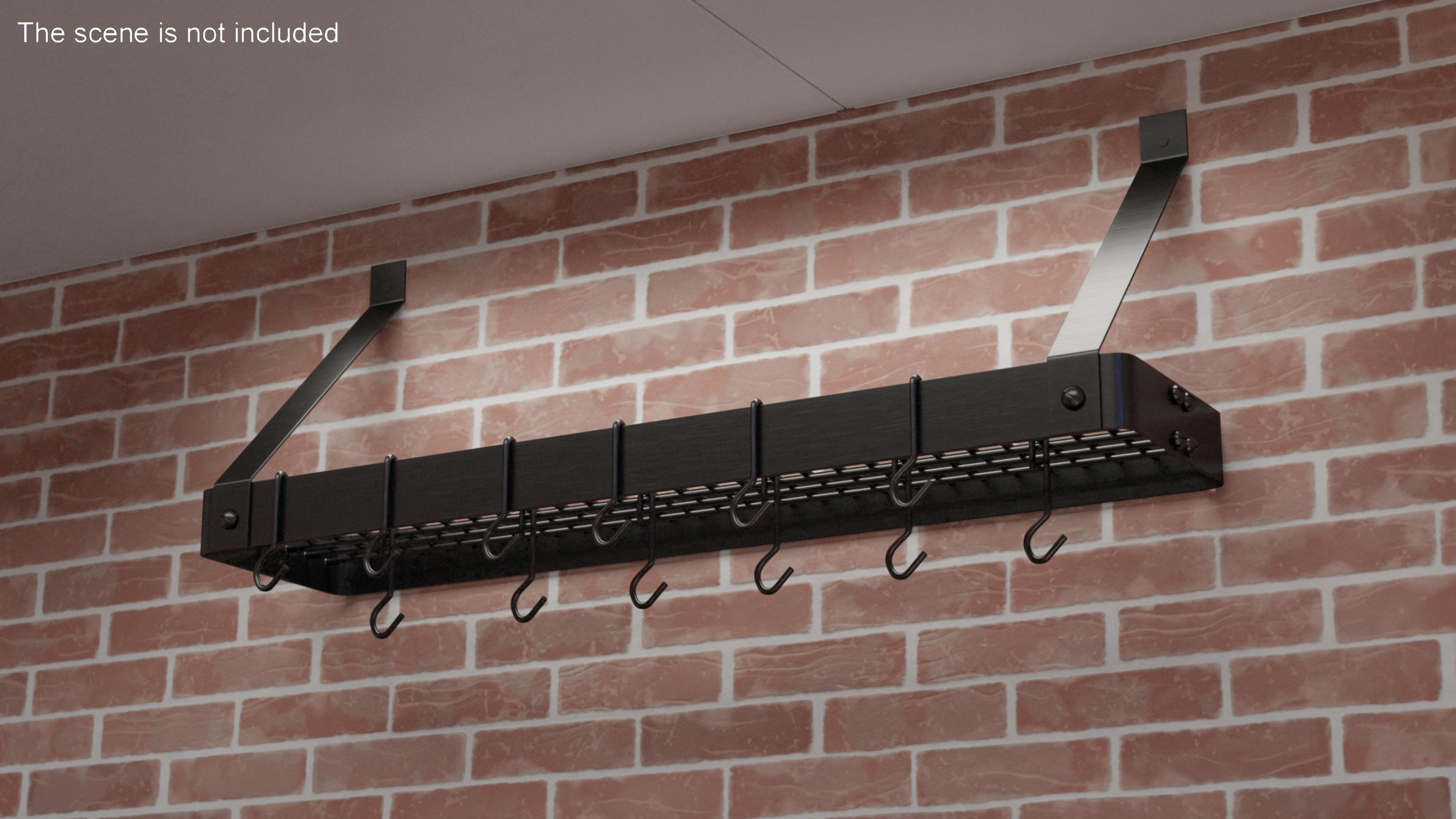 Square Grid Wall Mount Pot Rack Black 3D