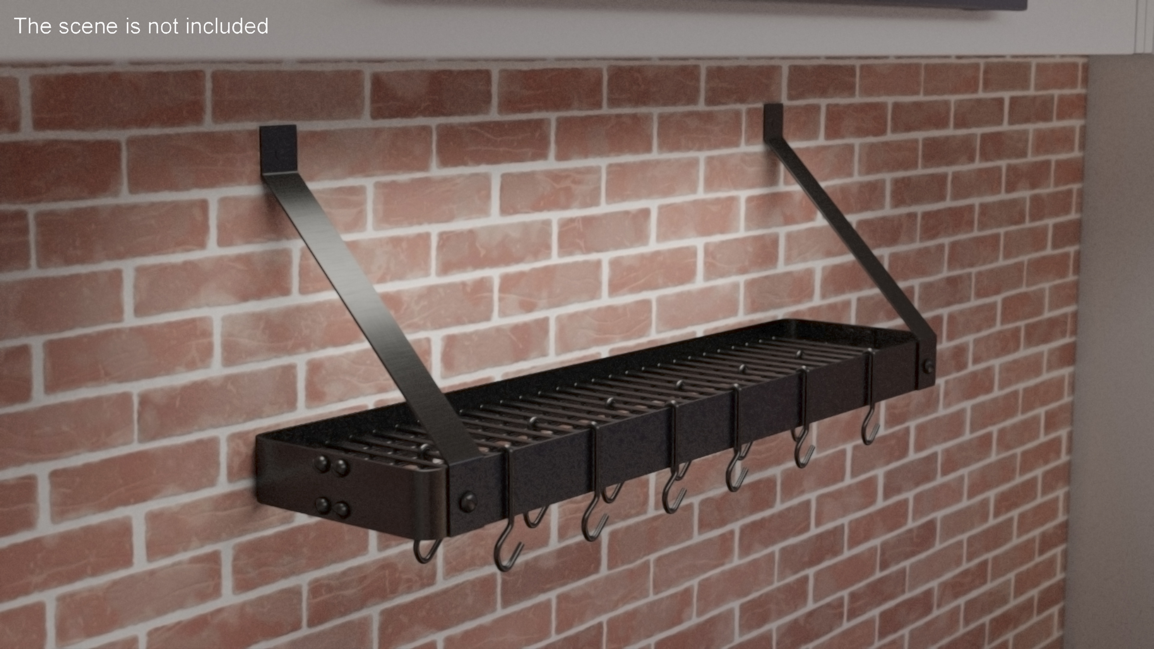 Square Grid Wall Mount Pot Rack Black 3D