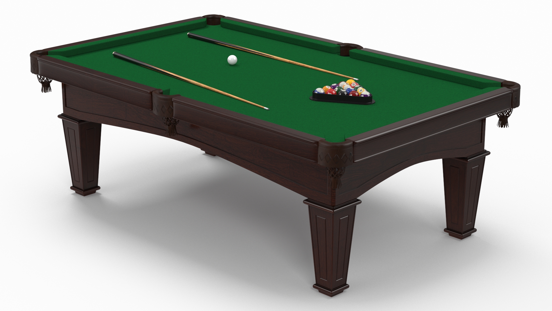 Billiard Table with Cues and Ball Set 3D