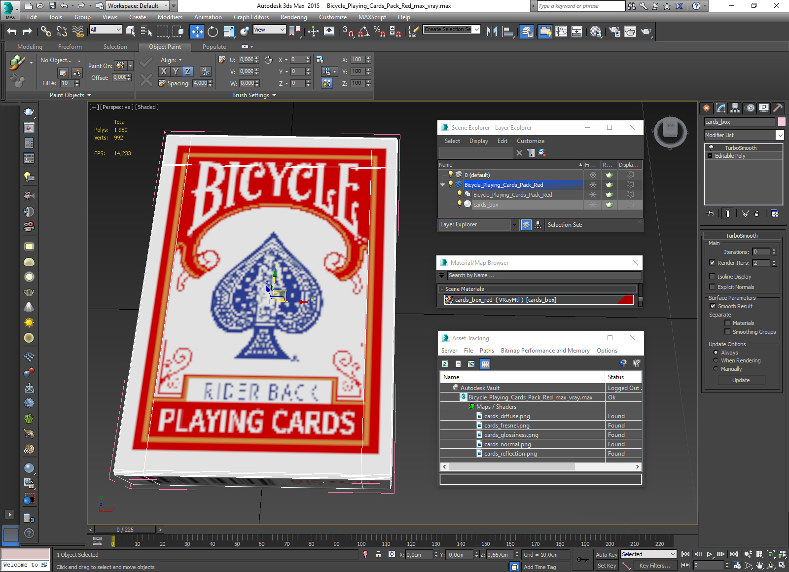 3D model Bicycle Playing Cards Pack Red