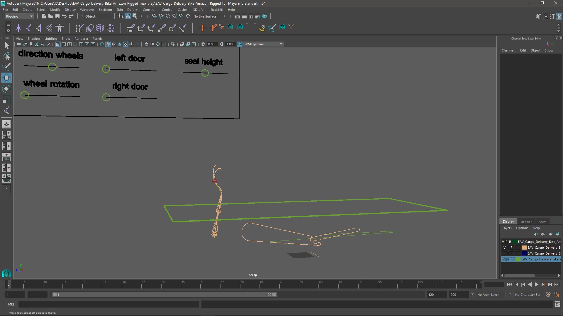 3D EAV Cargo Delivery Bike Amazon Rigged for Maya