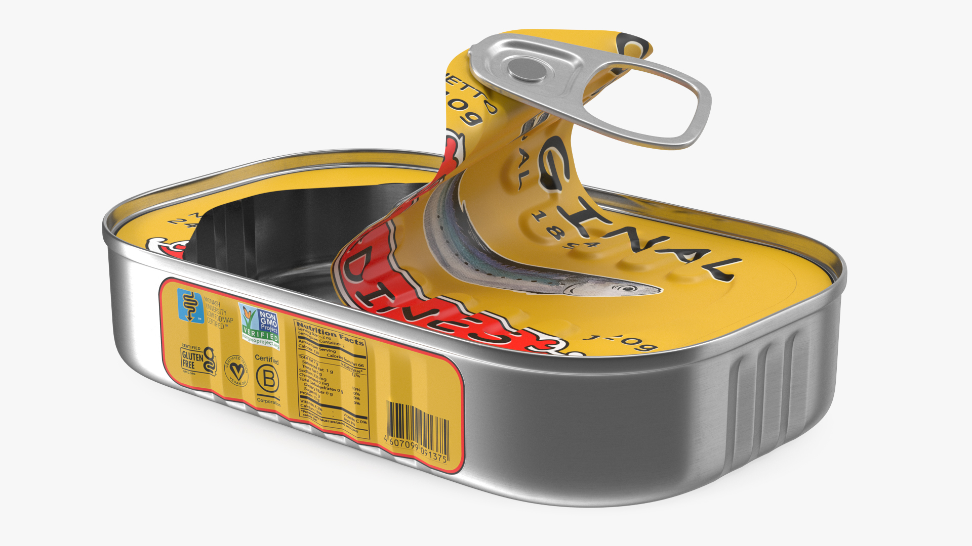 Half Open Empty Rectangular Sardine Can 3D model