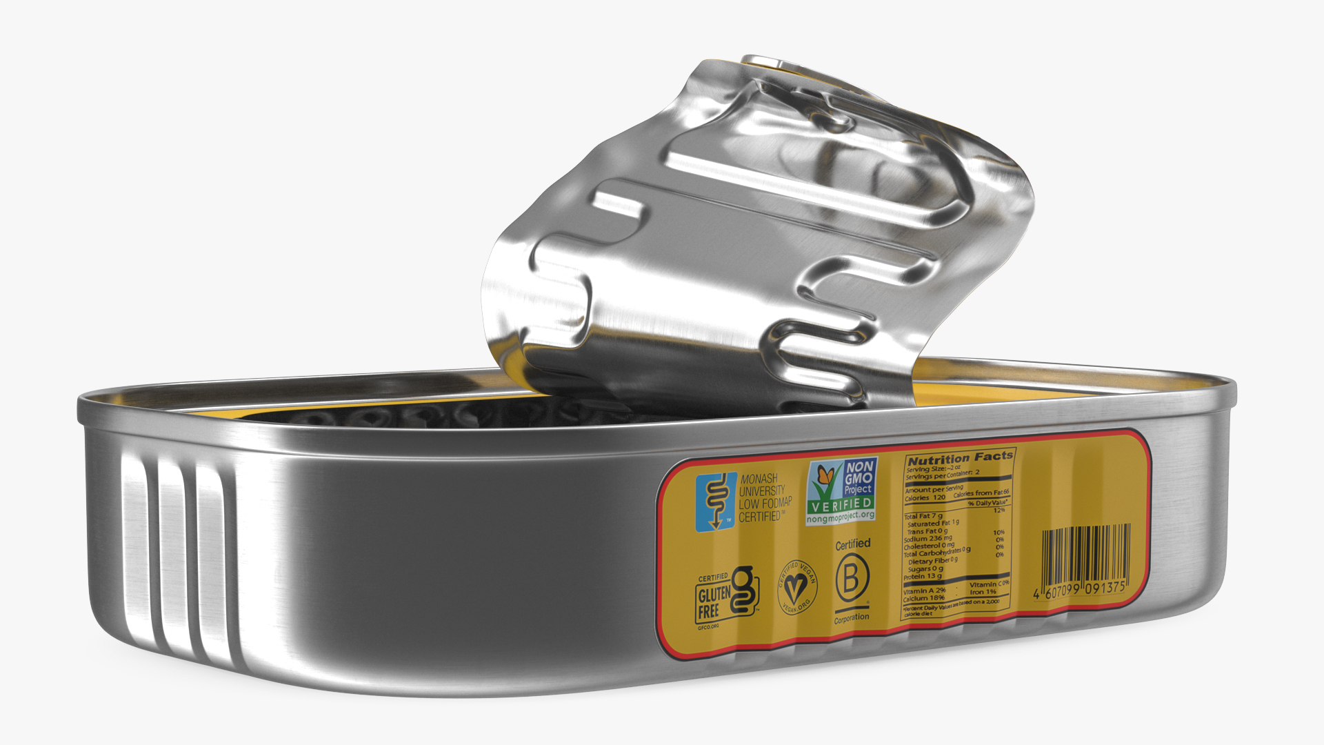 Half Open Empty Rectangular Sardine Can 3D model