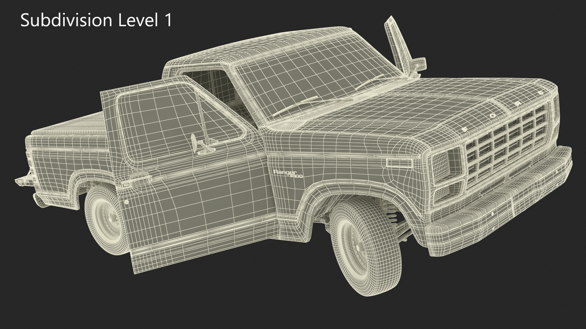 Ford F Series Ranger 1980 Pickup Truck Red Rigged 3D model