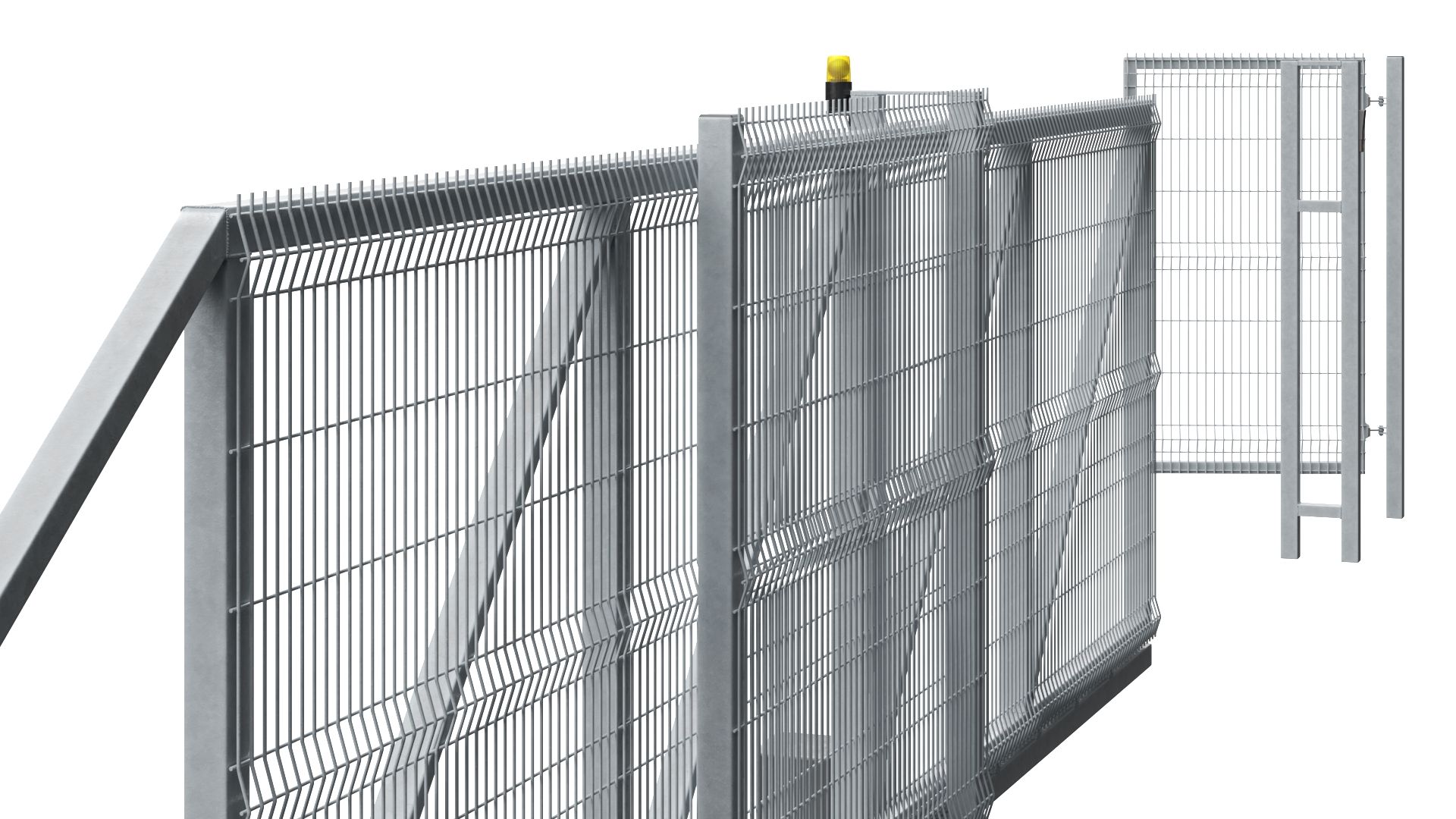 3D Security Rolling Gates with Fence Open model