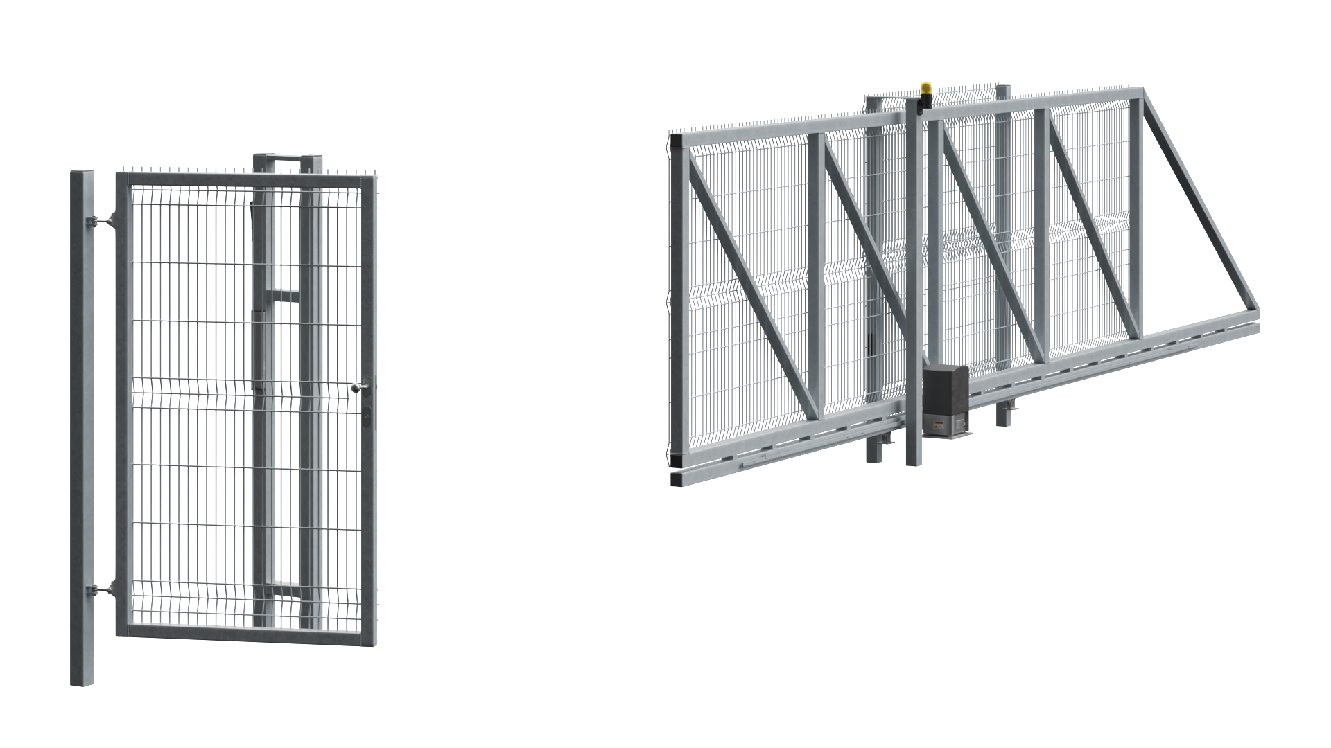 3D Security Rolling Gates with Fence Open model