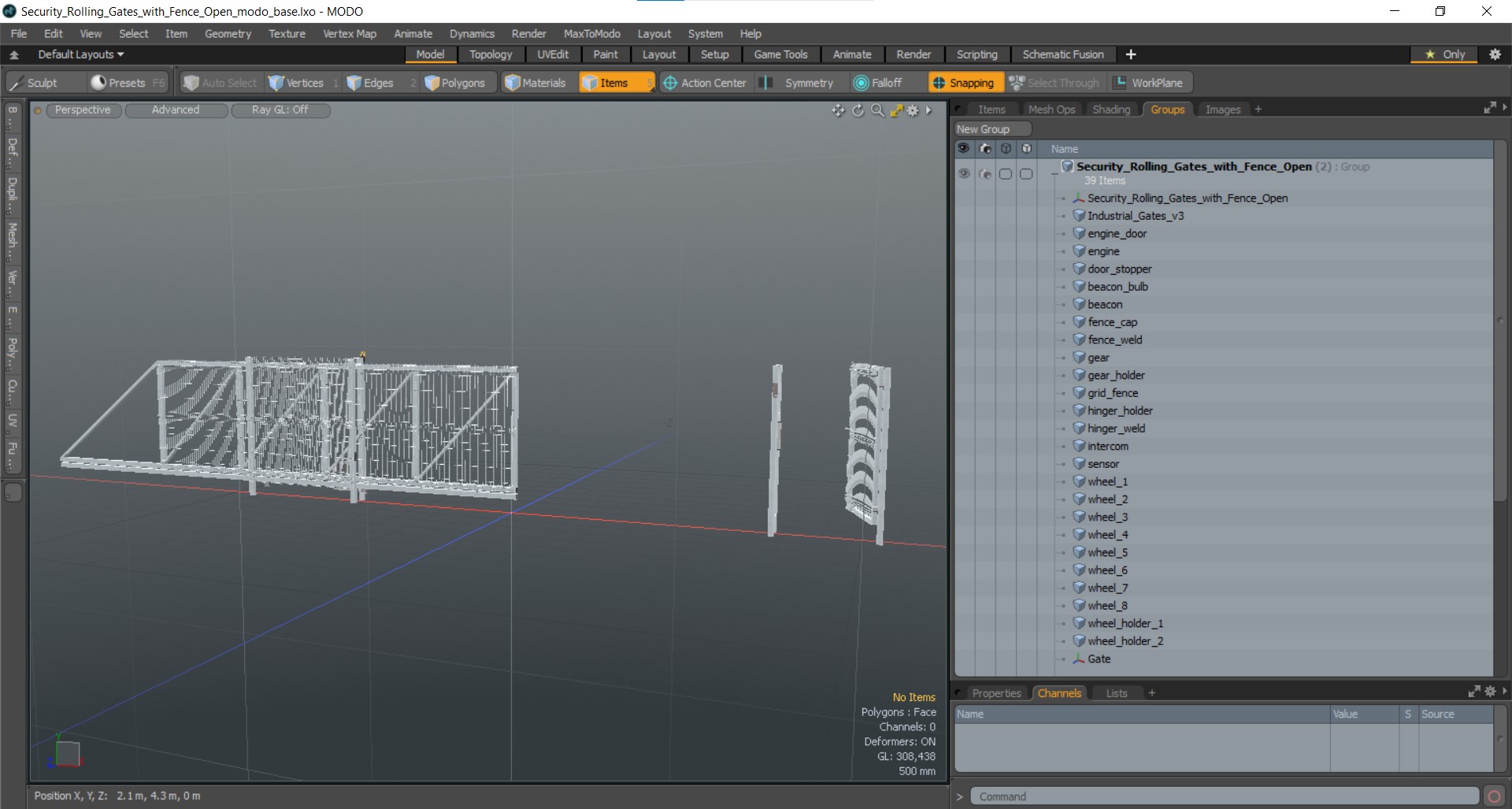 3D Security Rolling Gates with Fence Open model