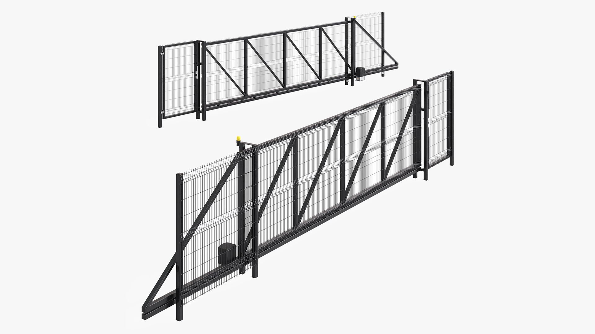 3D Security Rolling Gates with Fence Open model