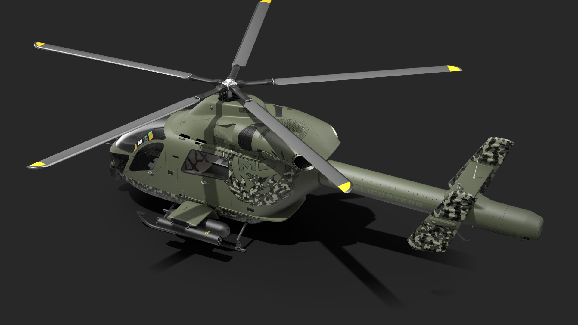 3D MD 969 Twin Attack Helicopter Rigged