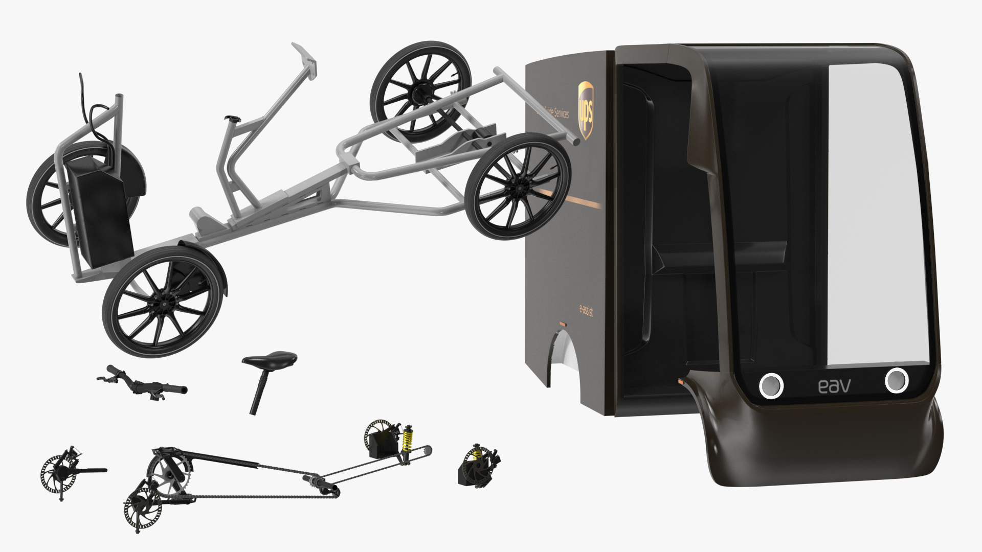 3D Delivery Bike EAV UPS Rigged model