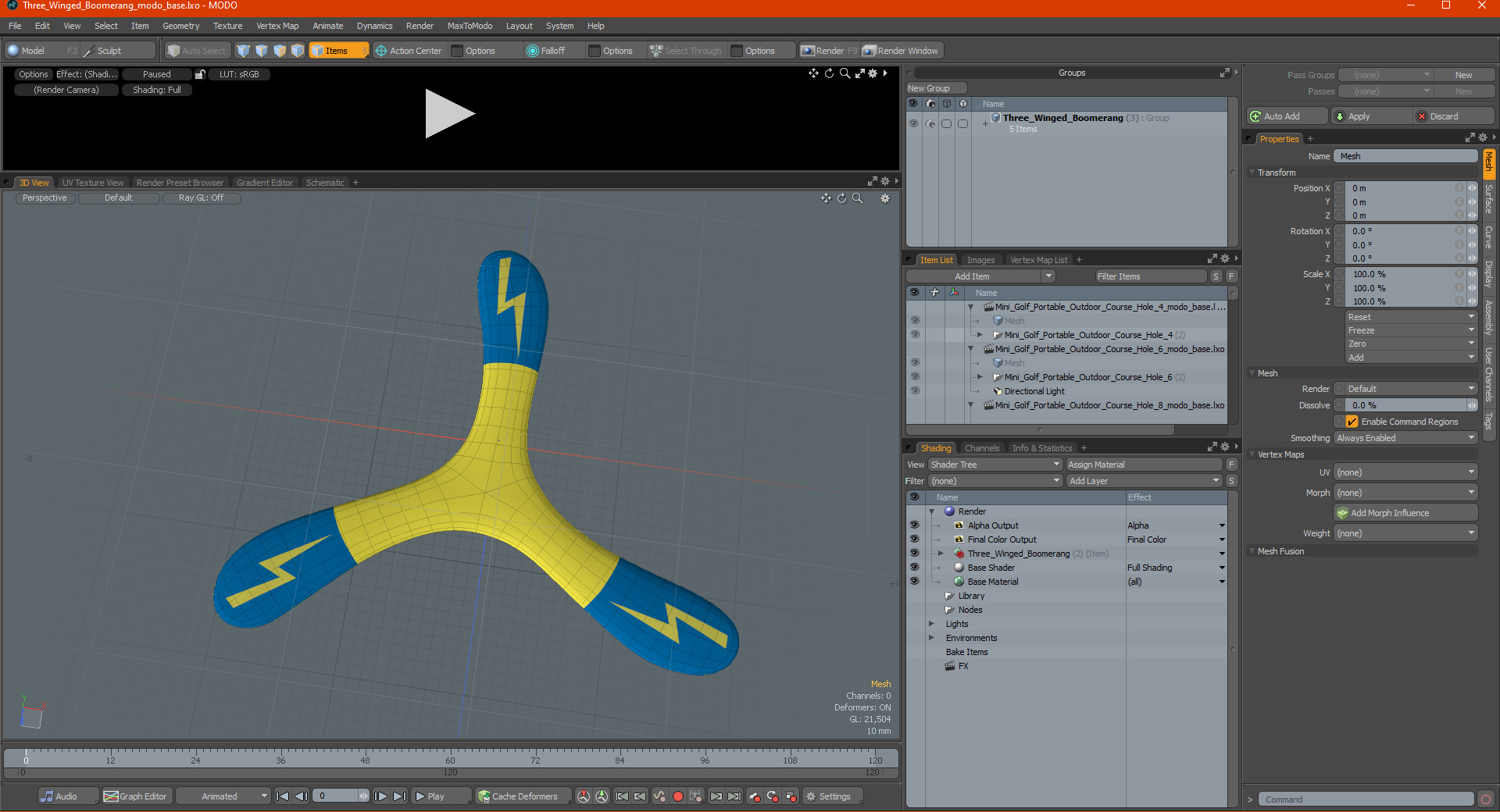 Three Winged Boomerang 3D