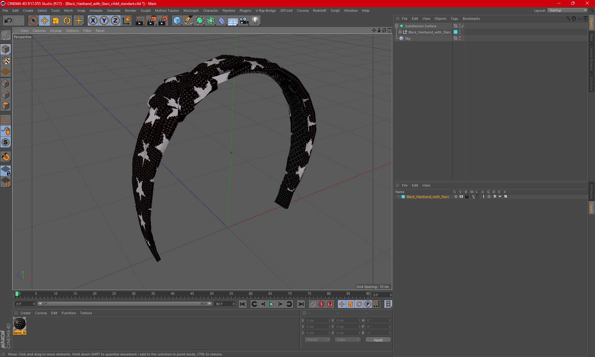 3D model Black Hairband with Stars