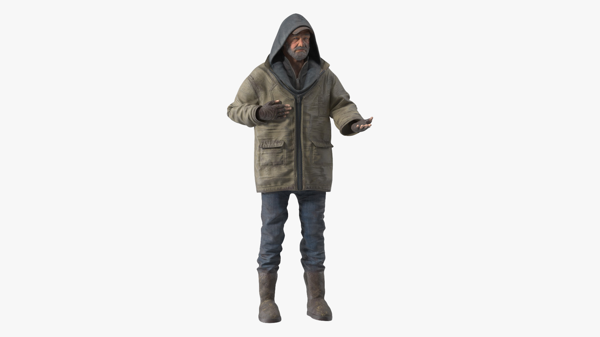 Homeless Old Man Rigged for Cinema 4D 3D