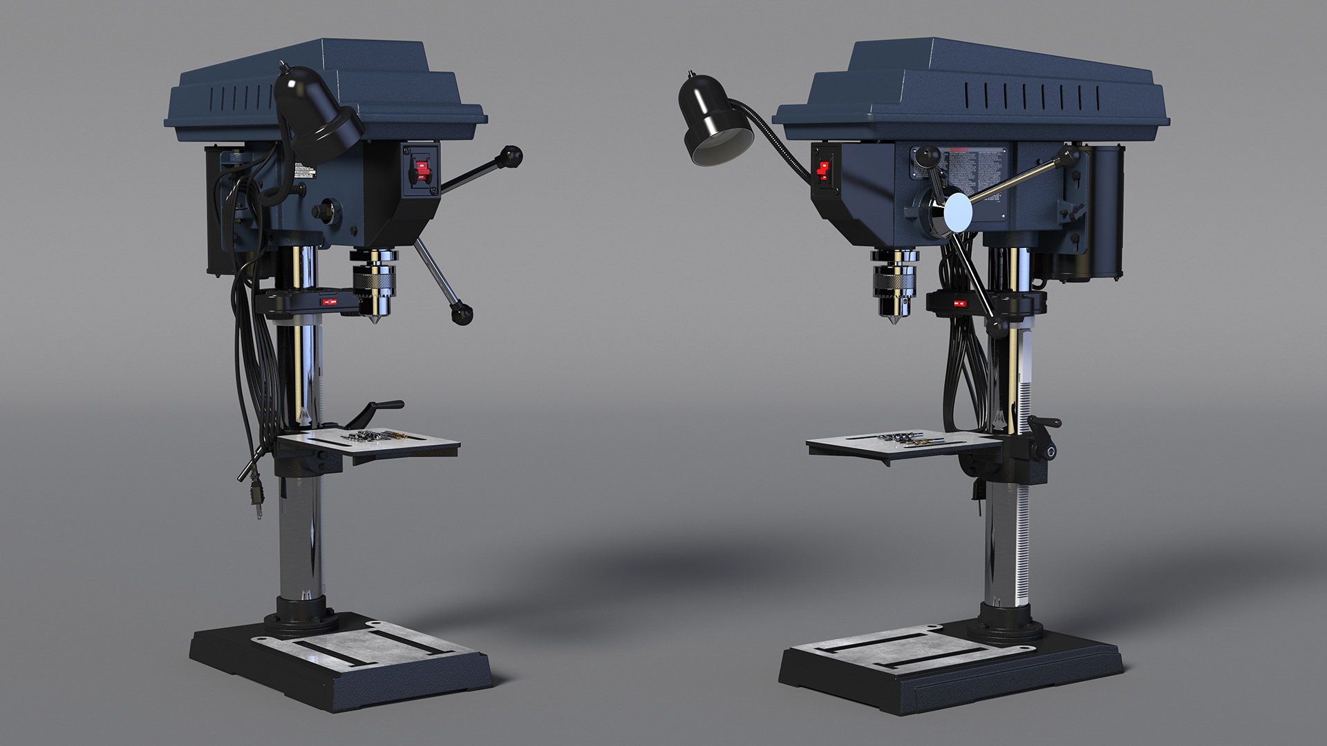 3D Bench Drill Press with Drill Bits model