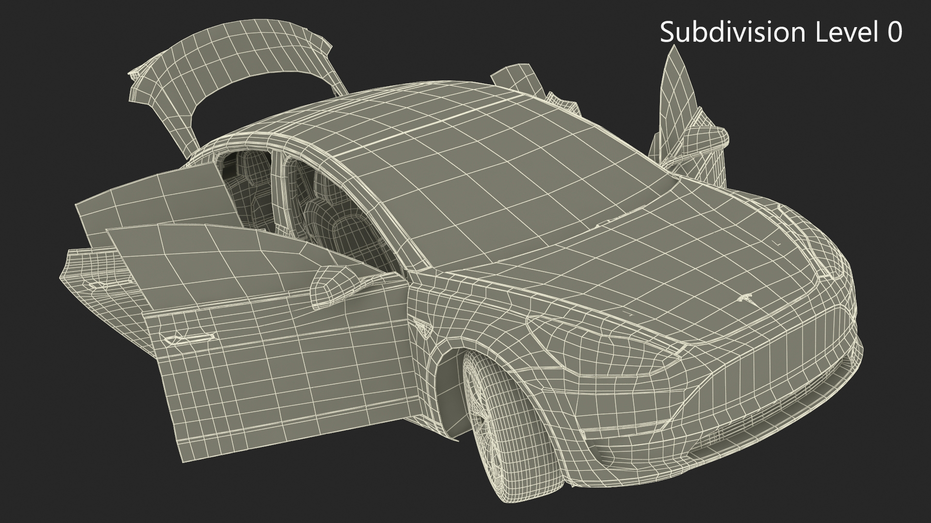 3D Tesla with Aero Wheel Cover Accessories Rigged